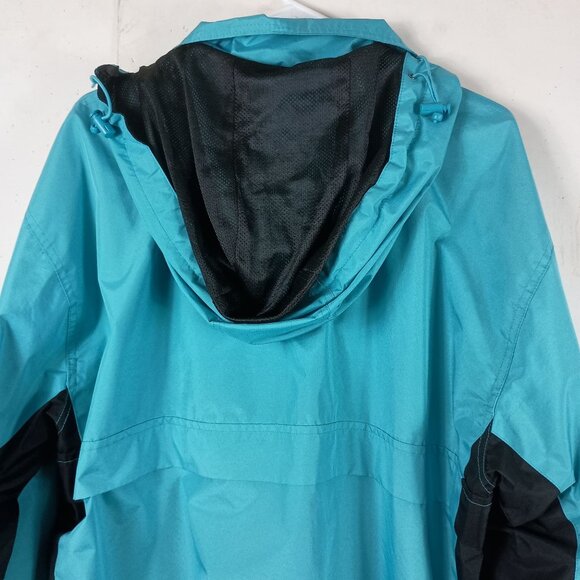 Oregon Coast Windbreaker Jacket Zipper Pockets Removable Hood Size XL Teal - Picture 13 of 13